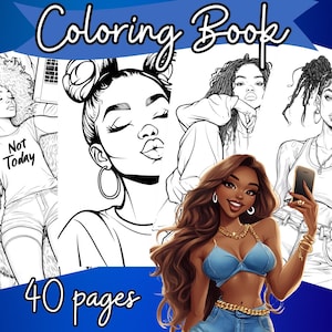 40 Black Women Coloring Pages | Black Women Coloring Book | 40 Page Adult & Teen Coloring Book Digital | Printable | Instant Download