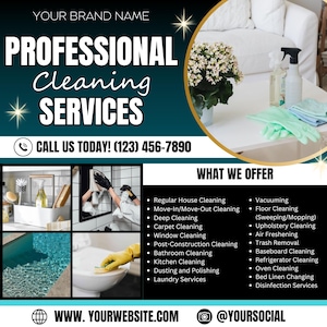 Reinigungsservice Flyer, DIY Flyer Template Design, Professionelle Reinigung Flyer, Maid Service Flyer, Vorgefertigte Hausreinigung Hausmeister Flyer