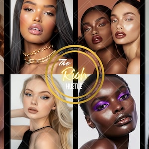 Glamorous Makeup Photo Bundle - 10 High-Quality Images for Social Media & Websites | Stock Makeup Photos | Beauty Photography Collection