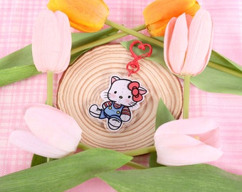 Kawaii Hello Kitty Keychain - Etsy