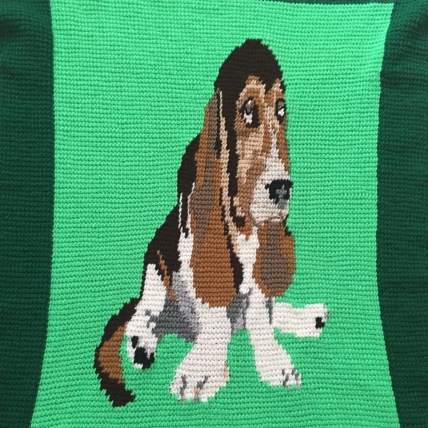 CUSTOM Basset Hound Puppy Dog Crochet Afghan Blanket 2-3 WEEKS