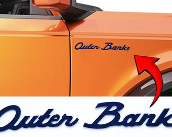 2x Fender Tailgate Outer Banks Emblem Badge Classic Script Logo for Ford Bronco