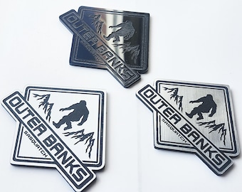2x Custom Outer Banks Sasquatch Emblem Badge Logo for Ford Bronco Truck Sport 4x4