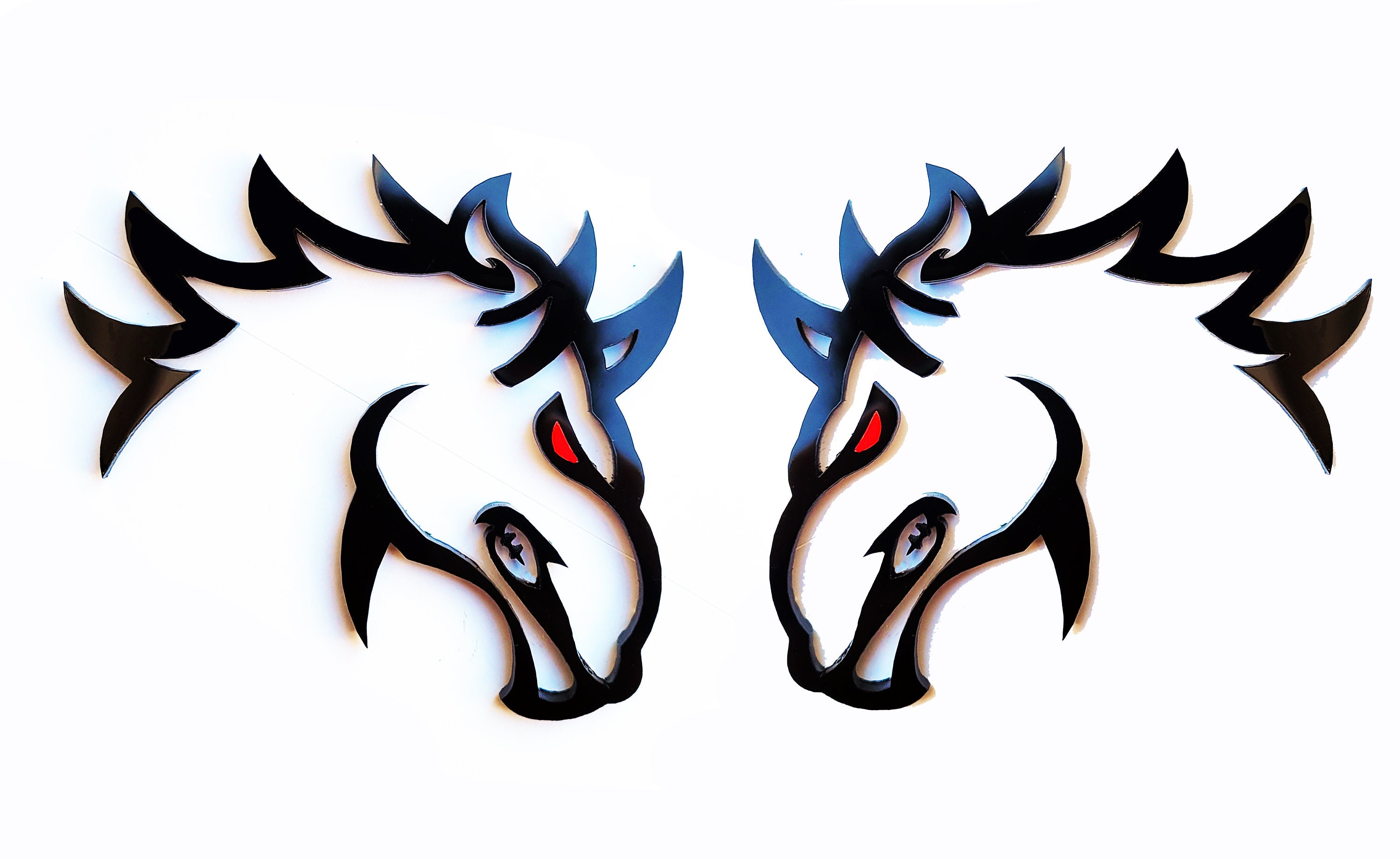 2x Fender Emblem Badges Redeye Horse Bronco Mustang