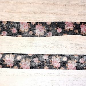 Diadema de implante coclear floral negra y rosa