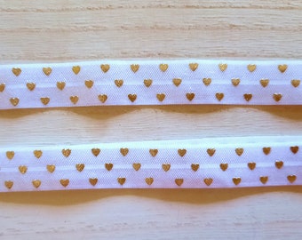 White with gold hearts Cochlear Implant Headband