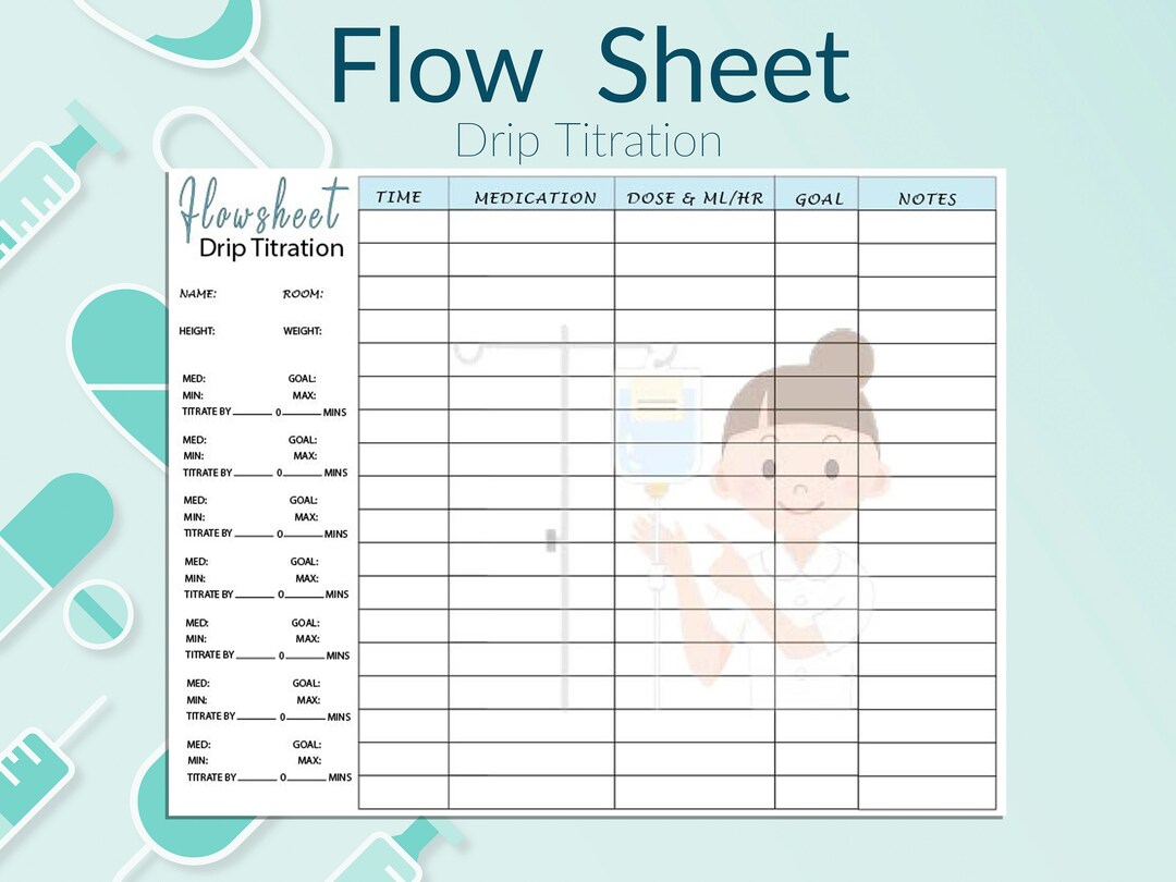 Printable Flow Sheet Drip Titration A4 US Letter Instant Etsy