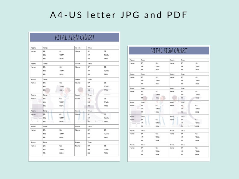 Printable Vital Sign Chart Printable Vital Sign Log A4 US - Etsy