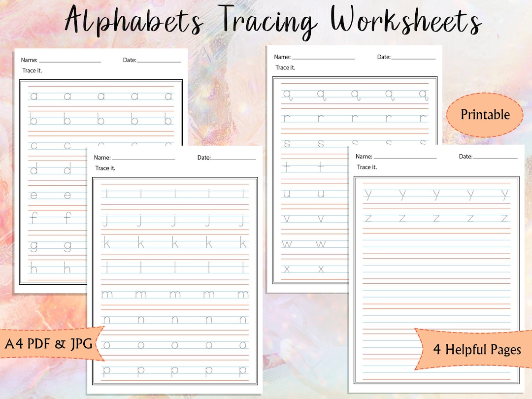 Alphabets Practice Sheets Printable Handwriting Practice Etsy