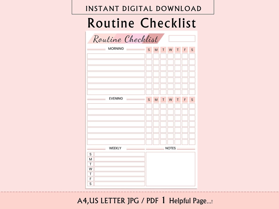 Handheld Routine Checklist Printable Routine Checklist Routine Planner Daily Routine - Etsy Australia