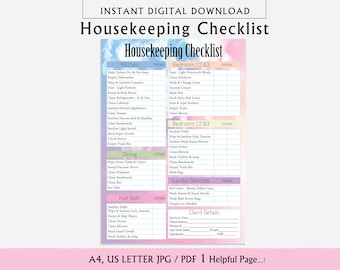 Cleaning Checklist A5 Printable Etsy