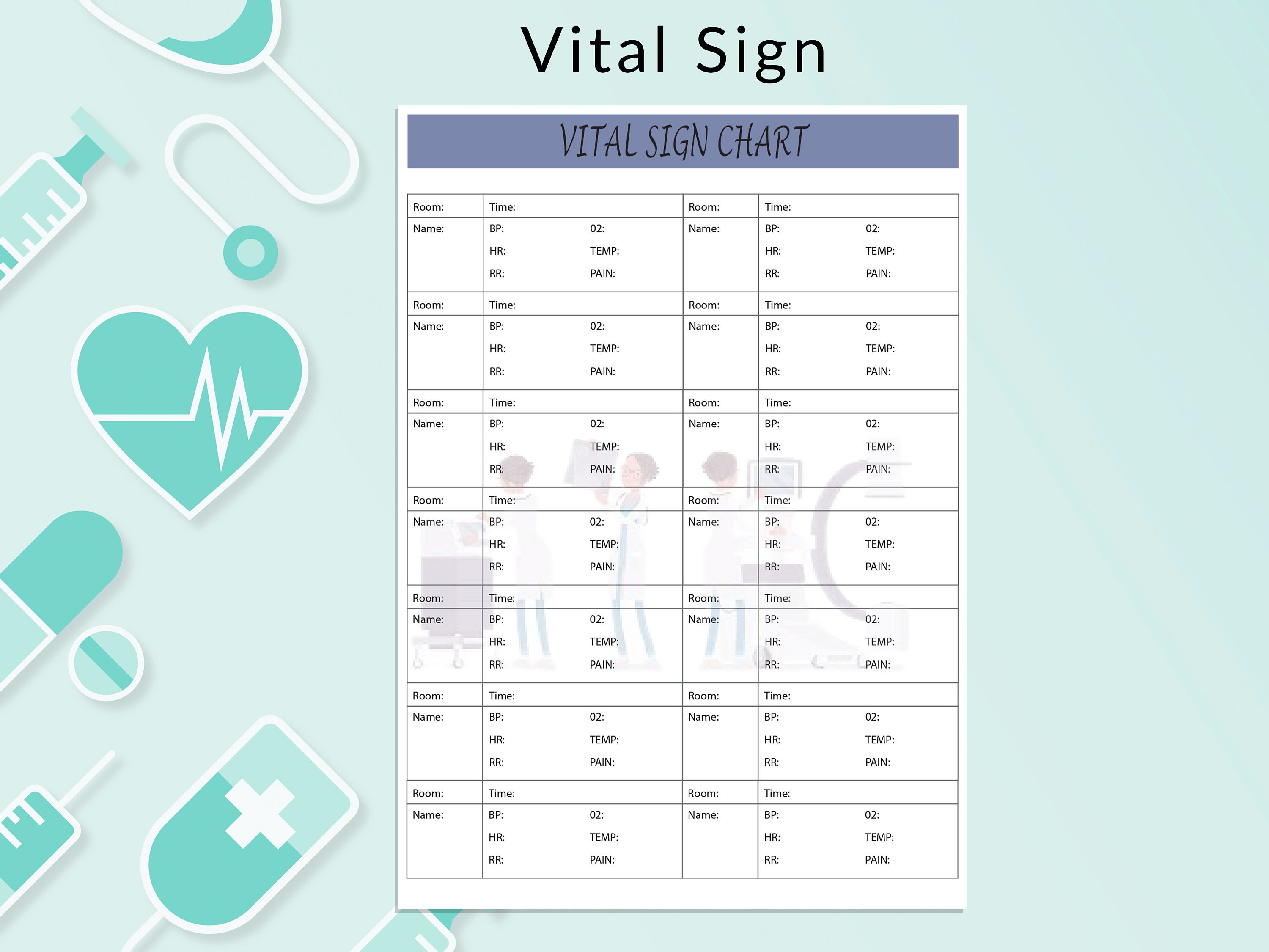 Printable Vital Sign Chart Printable Vital Sign Log A4 Us Etsy Hong Kong