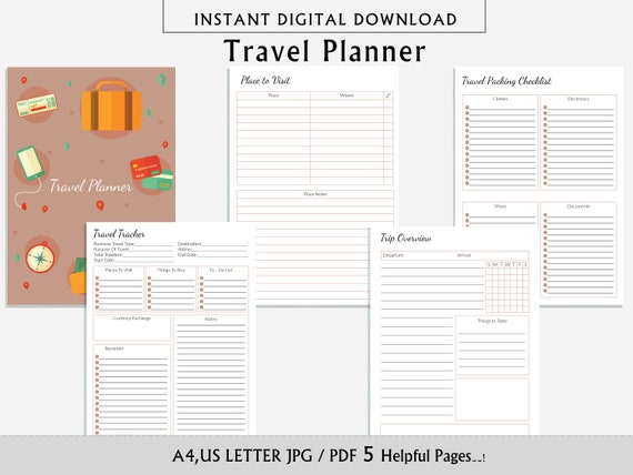 Printable Travel Planner Template Trip Itinerary Planner - Etsy