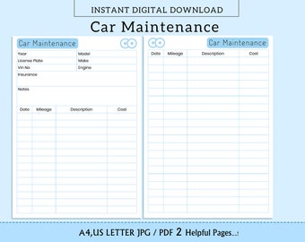 Vehicle Maintenance Planner - Etsy