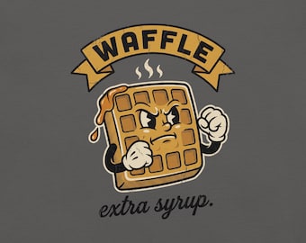 Vintage Waffle Mascot T-Shirt, Retro Cartoon Breakfast Tee