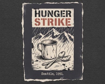 Hunger Strike Seattle 1991 Grunge Rock T-Shirt, Zine Poster Style Tee
