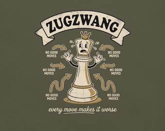 Zugzwang Chess T-Shirt, Vintage Cartoon King, Retro Chess Player Gift