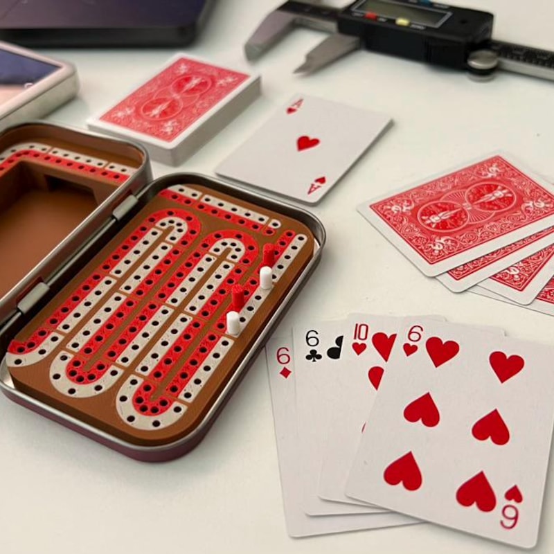 Travel Cribbage Set – Altoids Tin Pocket Cribbage Board with Pegs + Mini Cards