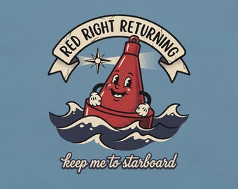Red Right Returning Buoy T-Shirt, Retro Nautical Boating Tee