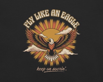 Vintage 70s Eagle Sunburst T-Shirt, Retro Americana Rock Tee