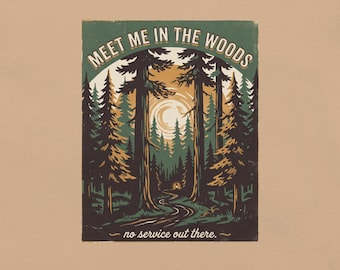 Meet Me in the Woods Vintage Poster T-Shirt, Forest Hiking Camping Tee