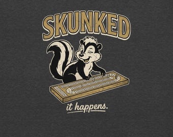 Retro Skunked Cribbage T-Shirt, Vintage Card Game Player Tee