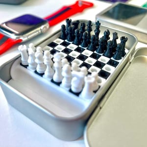 Altoids Tin Chess Pocket Game | EDC Travel Game, Portable Altoids Tin Game, Mini Chess Set, Tin Pocket Game Gift for Chess Lovers