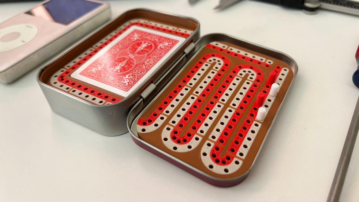 Travel Cribbage Set – Altoids Tin Pocket Cribbage Board with Pegs + Mini Cards