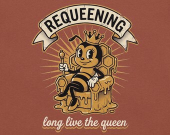 Requeening Bee Cartoon T-Shirt, Retro Queen Bee Apiarist Apparel