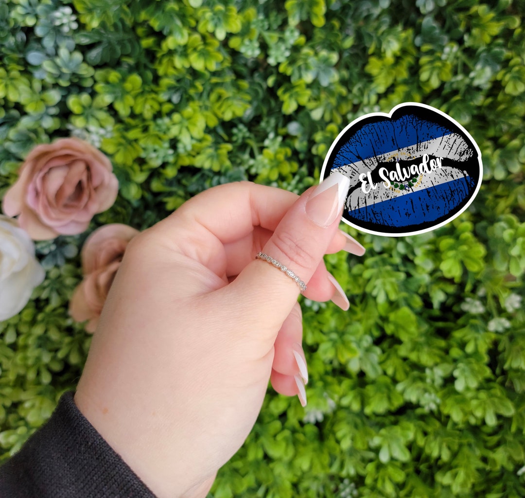 El Salvador Kiss Stickers Lips El Salvador Flag Stickers Etsy