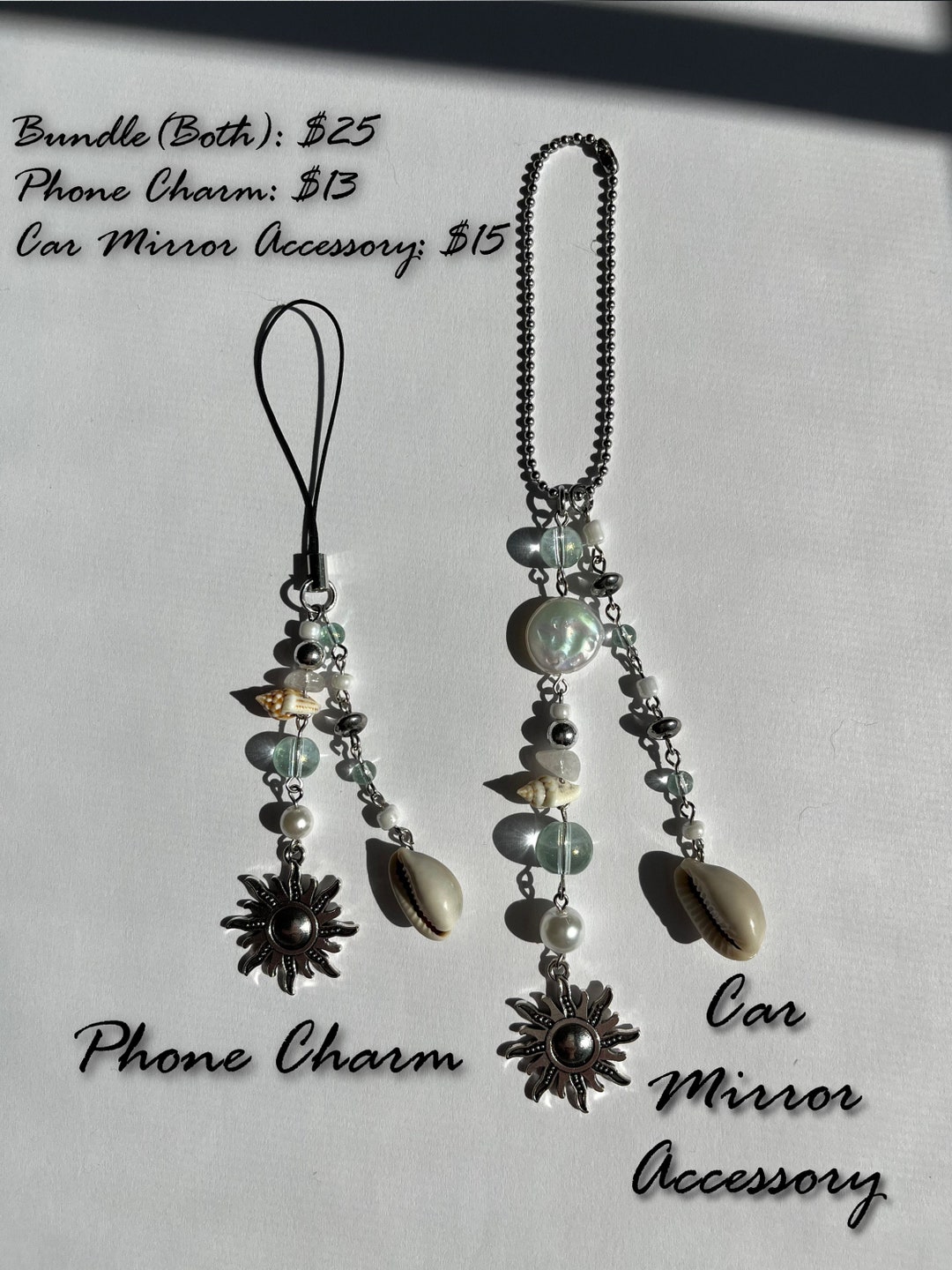 Shells Phone Charm Beach Sea Shells Sun Cute Beaded Phone Charm Keychain, Phone Strap, Y2k ...