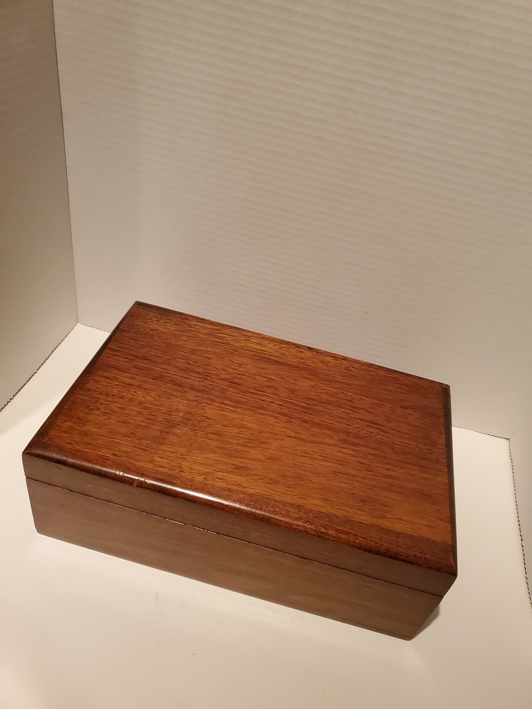 Antique Oak Box/old Wooden Box/stationery Hinged Wood