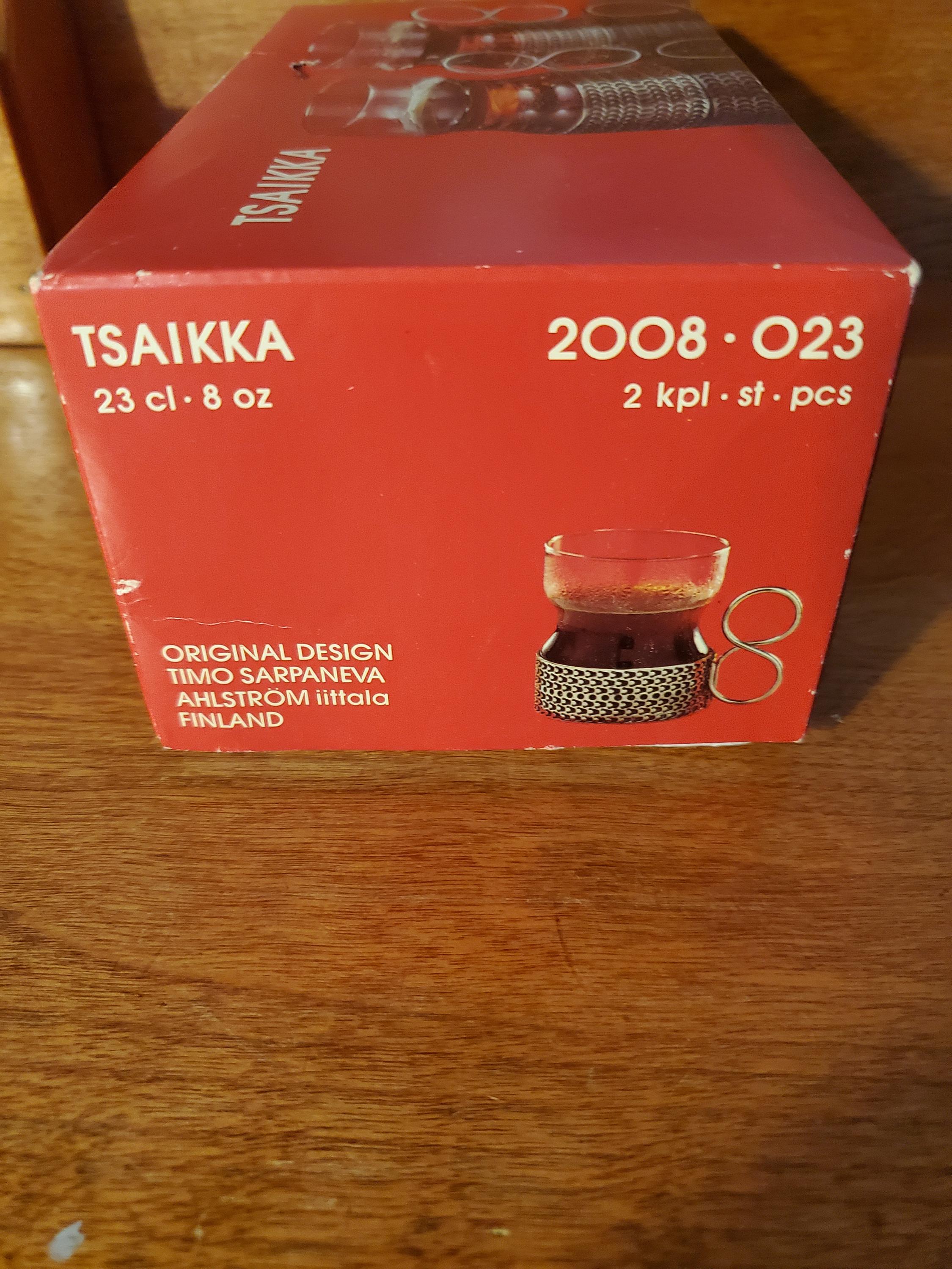 【未使用】 Tsaikka Timo Sarpaneva 1957 Pair 2X Vintage IITTALA 'Tsaikka ' TEA Glasses Timo