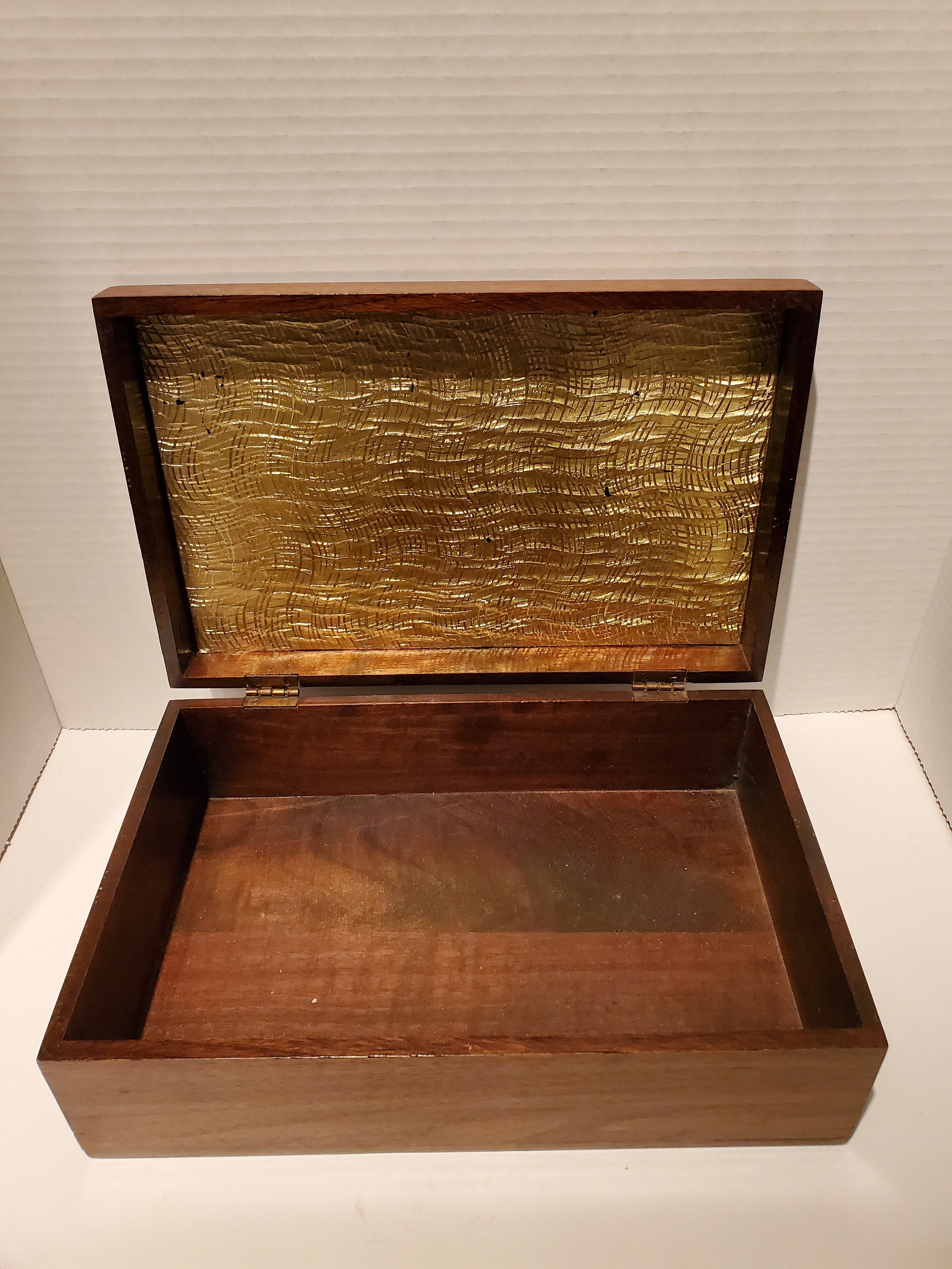 Antique Oak Box/old Wooden Box/stationery Hinged Wood