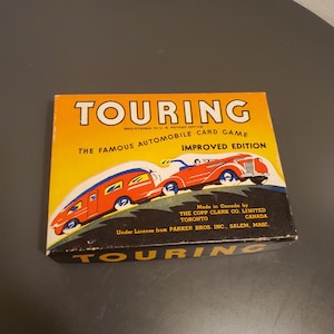 Jeu de cartes vintage Touring/Parker Brothers 1947/The Famous Auto Car Travel Game