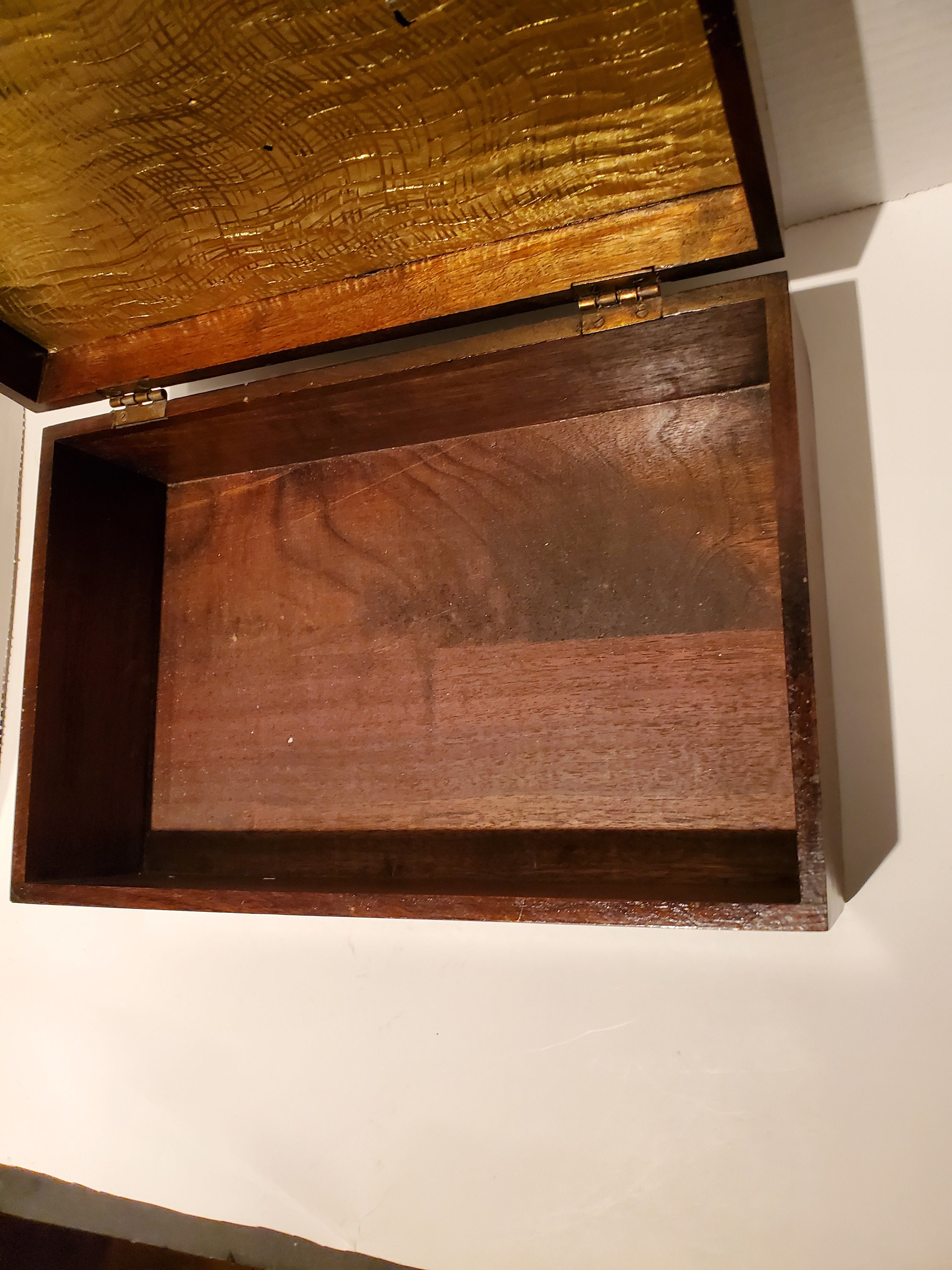 Antique Oak Box/old Wooden Box/stationery Hinged Wood