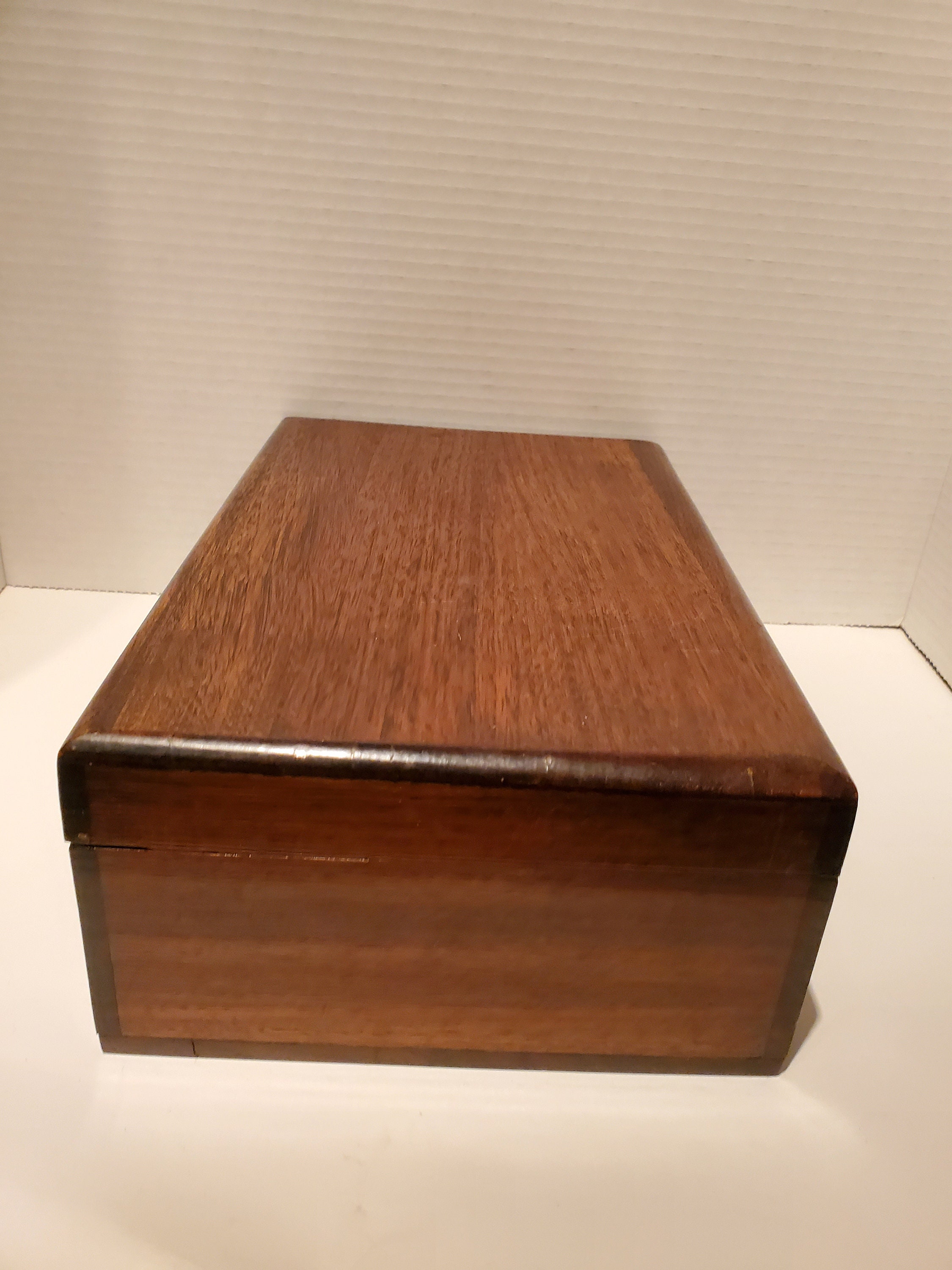 Antique Oak Box/old Wooden Box/stationery Hinged Wood