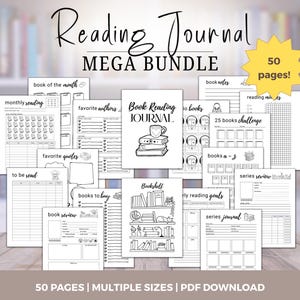 Book Reading Planner MEGA Bundle | 2025 Printable Reading Journal | Reading Challenge Tracker | Book Review Log | Monthly Reading Planner
