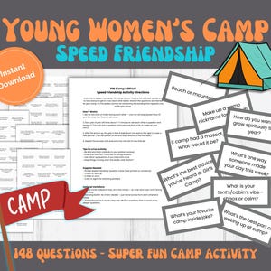 Campamento de Mujeres Jóvenes: Actividad imprimible de amistad rápida para jóvenes, juego para conocerse, idea de juego SUD, actividad de campamento para YCL y directores de campamento