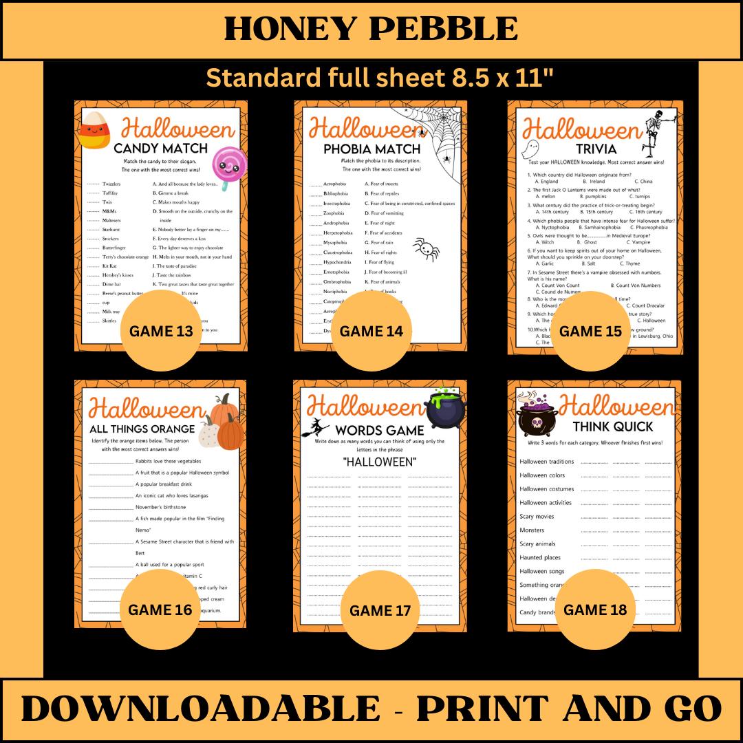 21 HALLOWEEN GAME Game Bundle Printable Halloween Party Games for Kids ...