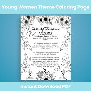 Young Women Theme PRINTABLE Coloring Page / Updated YW Theme / LDS / Coloring Pages