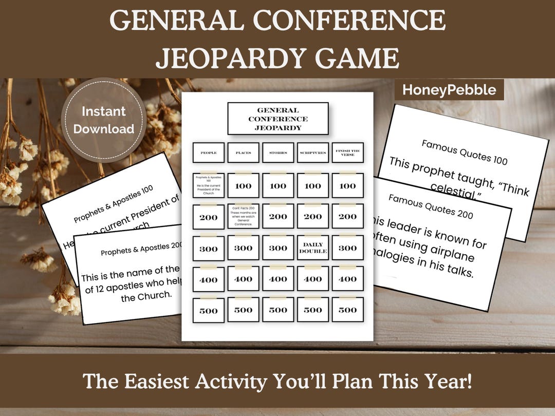 General Conference Jeopardy | No Prep Youth or FHE Activity Printable ...