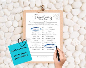 Ministering Sister This or That Questionnaire: LDS Relief Society Activity (Digital Download)
