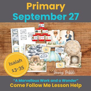 Peut inclure: Un ensemble de supports pédagogiques imprimés pour la leçon intitulée Primary September 27 Isaiah 13-35 A Marvellous Work and a Wonder Come Follow Me Lesson Help. Comprend des cartes illustrées, un parapluie en papier et une découpe de tombeau.