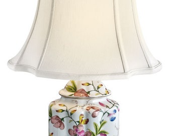 Floral Motif Scallops Jar Porcelain Table Lamp