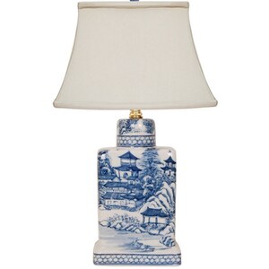 18.5"H Blue White Chinoiserie Porcelain Table Lamp