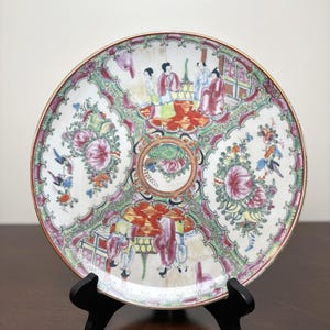 Vintage Rose Medallion Plate Antique Chinese Porcelain
