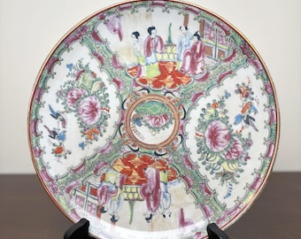 Vintage Rose Medallion Plate Antique Chinese Porcelain