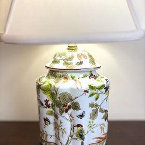 Elegant Floral Birds Porcelain Table Lamp 22" H