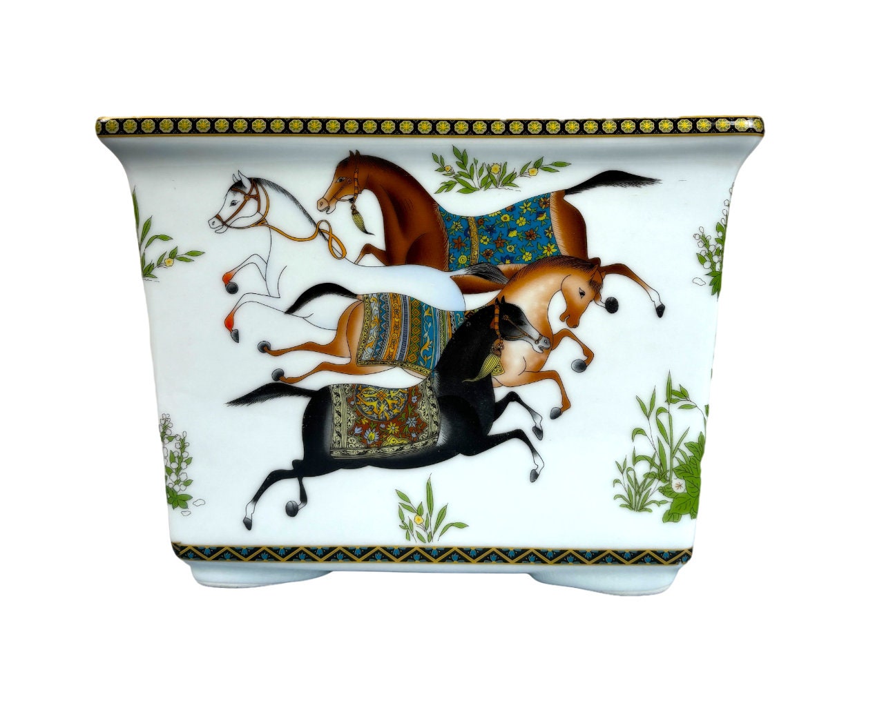 Enchanting Horse Racing Porcelain Planter Cachepot - Etsy